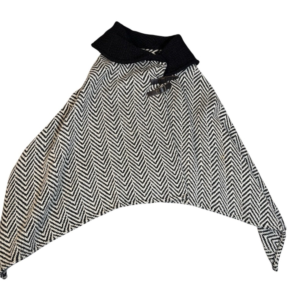 John Branigan Weavers‎ Cape Women OS Gray Wool Wrap Jacket Tweed Poncho Buckle